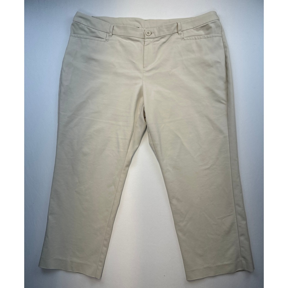 CJ Banks Womens Capri Pants‎ 20W Petite Oatmeal Career Stretch Cropped Sporty